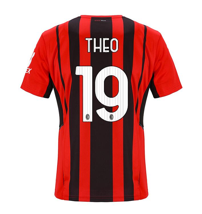 2021/22 AC Milan Home Kit Soccer Jersey with THEO 19 printing